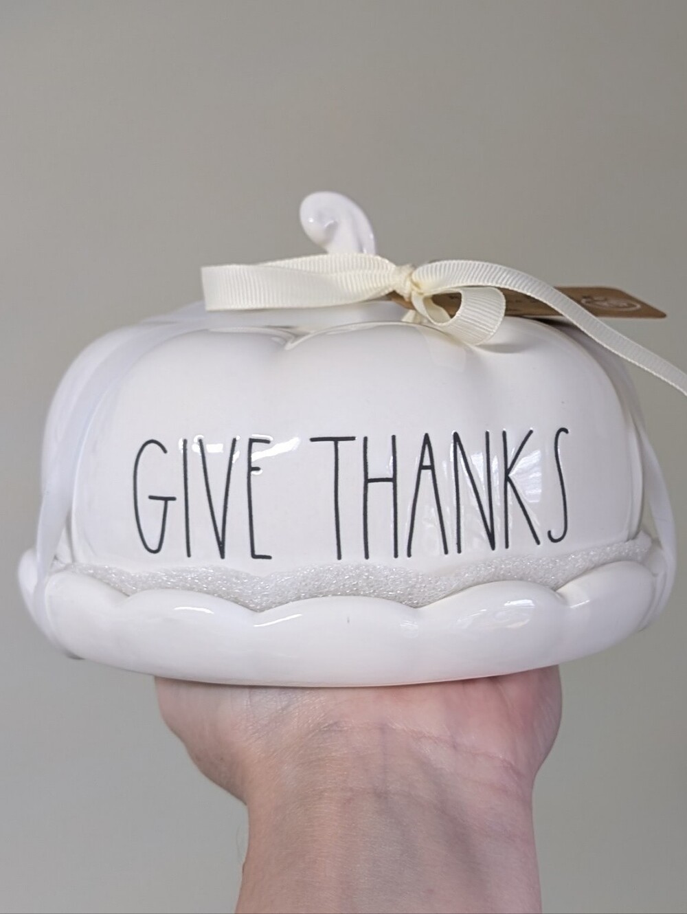 Rae Dunn GIVE THANKS Pumpkin Design Autumn Theme Butter Dish 🎃🧈